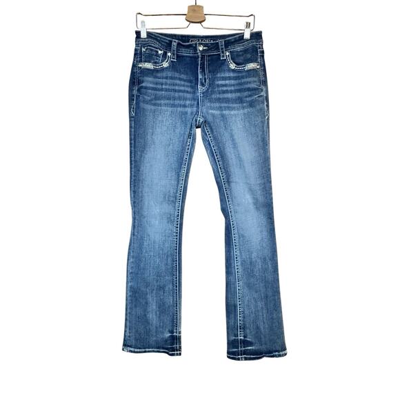 Grace in LA Bootcut Jeans Sz 28 Western Cowgirl Boho Bling Rhinestone Pockets - Picture 2 of 8